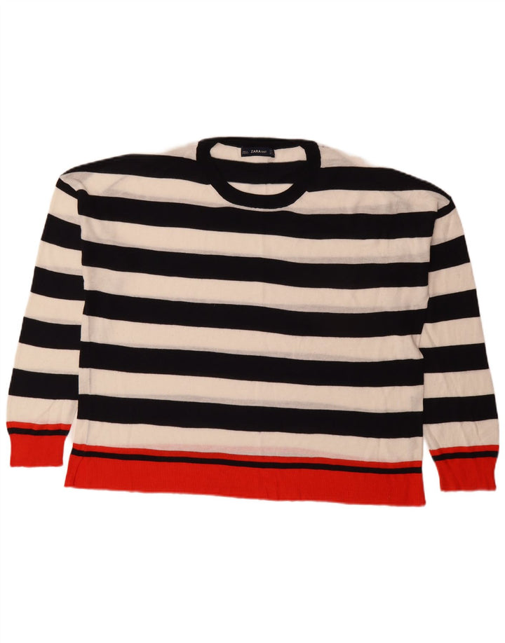 Zara Womens Crew Neck Jumper Sweater UK 16 Large Multicoloured Striped