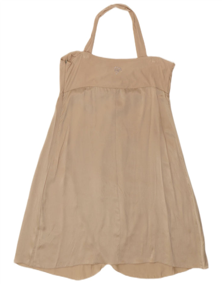 Guess By Marciano Womens Halter Dress IT 46 Large Beige Silk