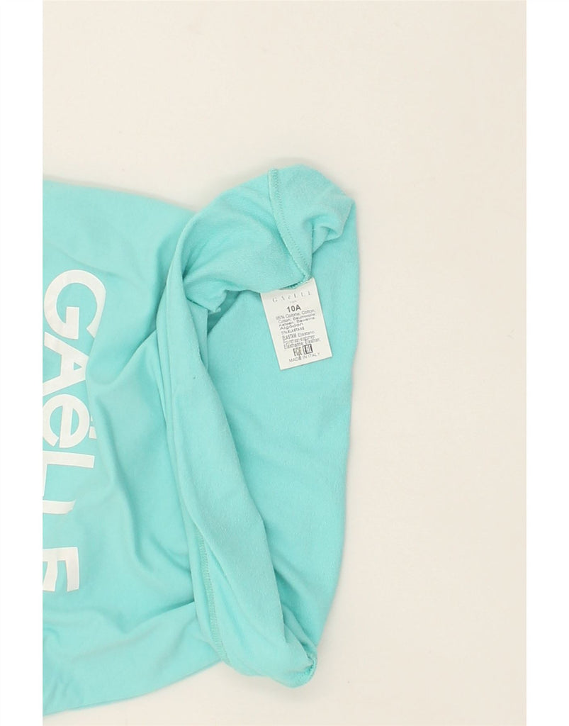 GAELLE Girls Graphic Sweatshirt Jumper 9-10 Years Turquoise Cotton | Vintage Gaelle | Thrift | Second-Hand Gaelle | Used Clothing | Messina Hembry 