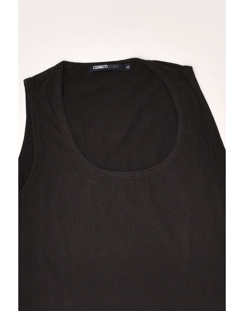 CERRUTI Womens Vest Top UK 18 XL Black Cotton | Vintage Cerruti | Thrift | Second-Hand Cerruti | Used Clothing | Messina Hembry 