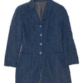VINTAGE Womens Longline 4 Button Blazer Jacket UK 8 Small Navy Blue Floral Vintage Vintage and Second-Hand Vintage from Messina Hembry 