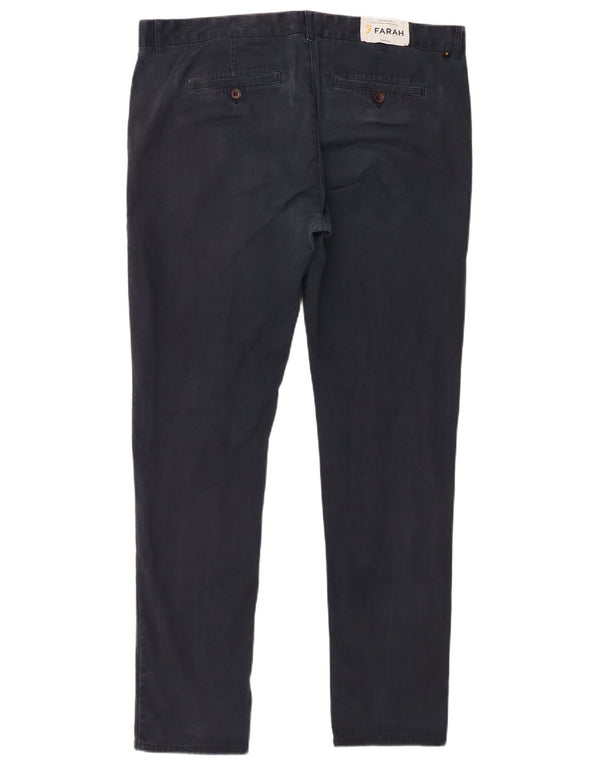 Farah Mens Slim Fit Chino Trousers W38 L32 Navy Blue Cotton