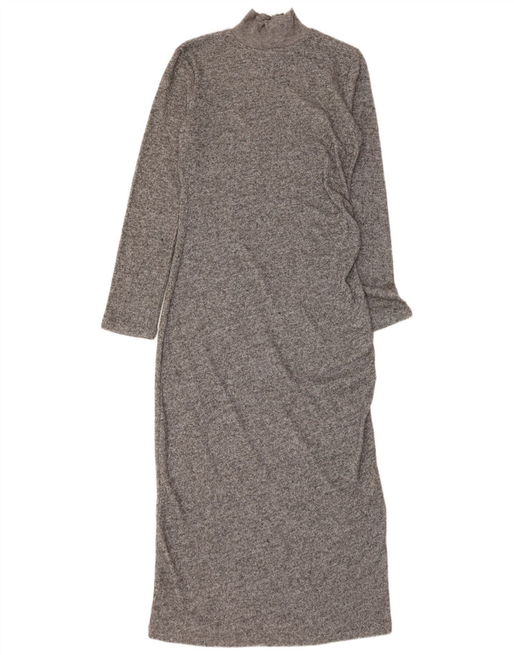ZARA Womens Maxi Jumper Dress UK 14 Large Grey Flecked Polyester