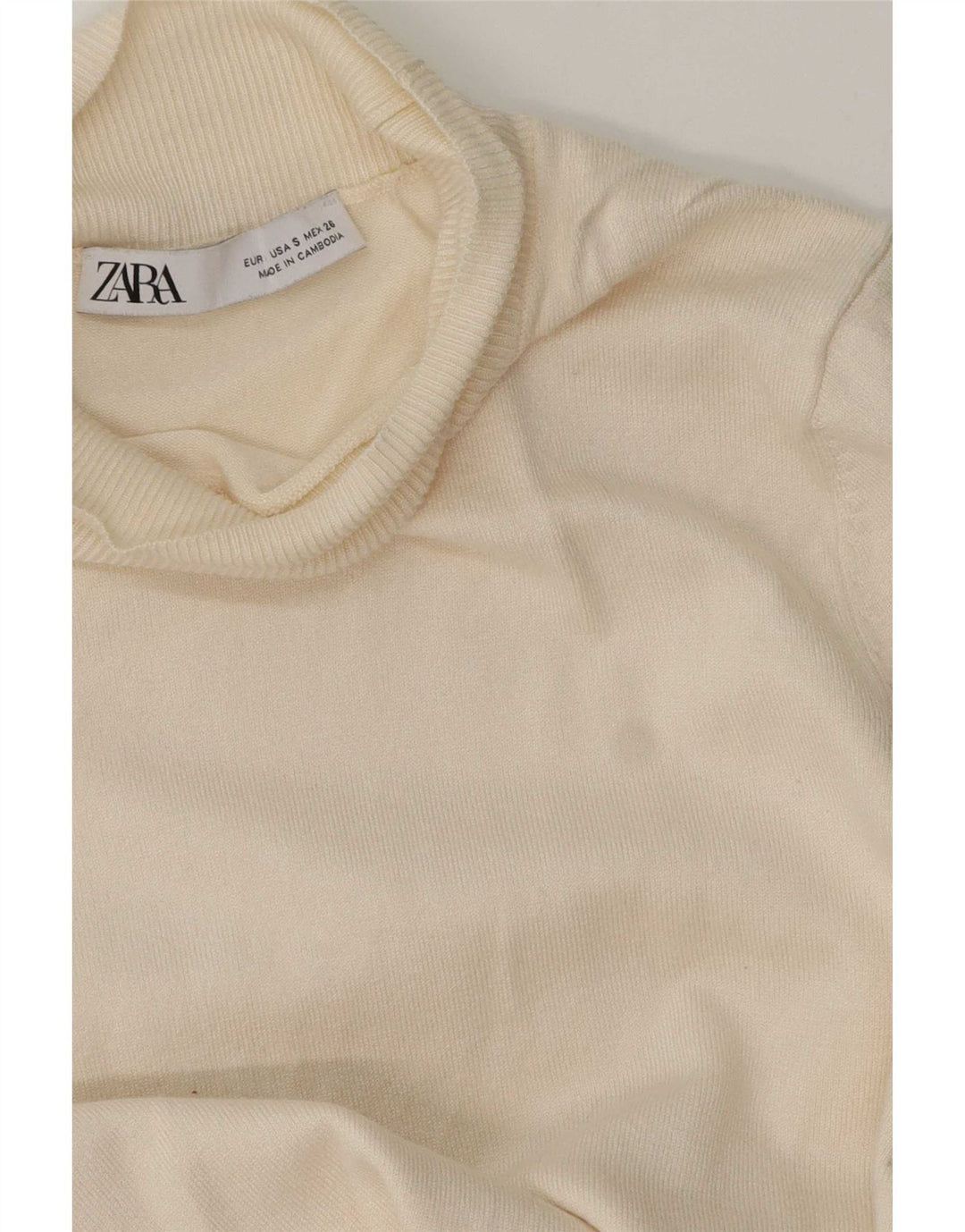 Zara Womens Turtle Neck Jumper Sweater UK 10 Small Beige
