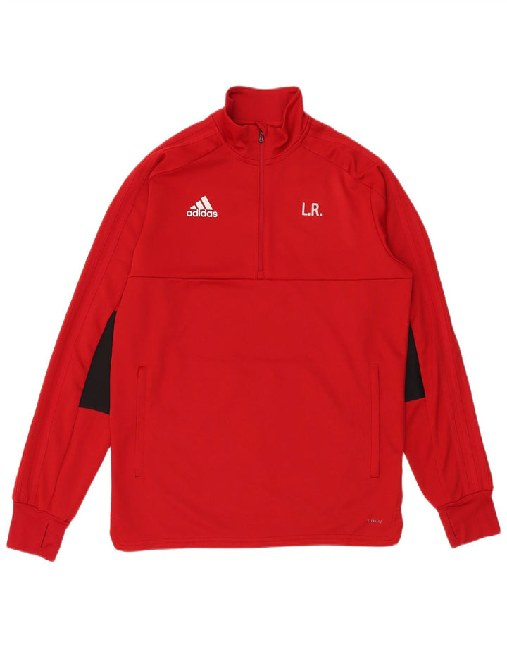 Adidas Mens Graphic Zip Neck Pullover Tracksuit Top Medium Red Polyester