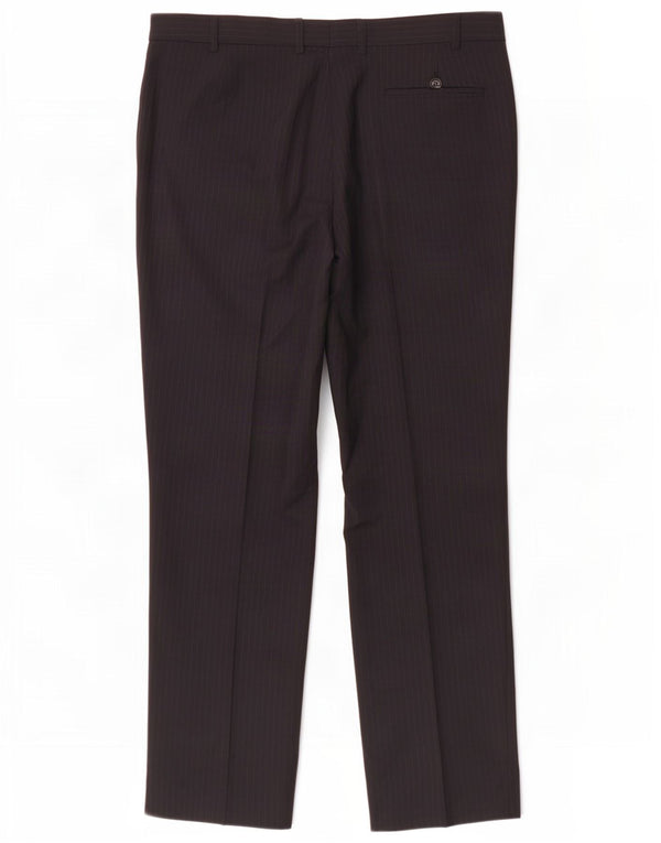 Marks & Spencer Womens Tailored Suit Trousers W36 L31 Navy Blue Pinstripe