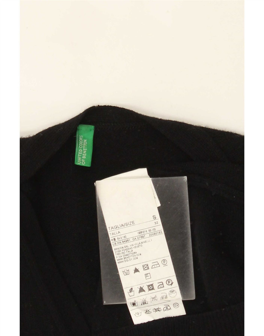 Benetton Womens Cardigan Sweater UK 10 Small Black Wool
