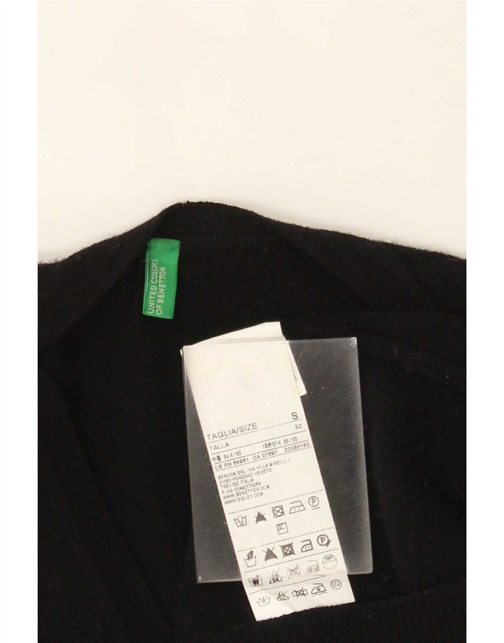 Benetton Womens Cardigan Sweater UK 10 Small Black Wool