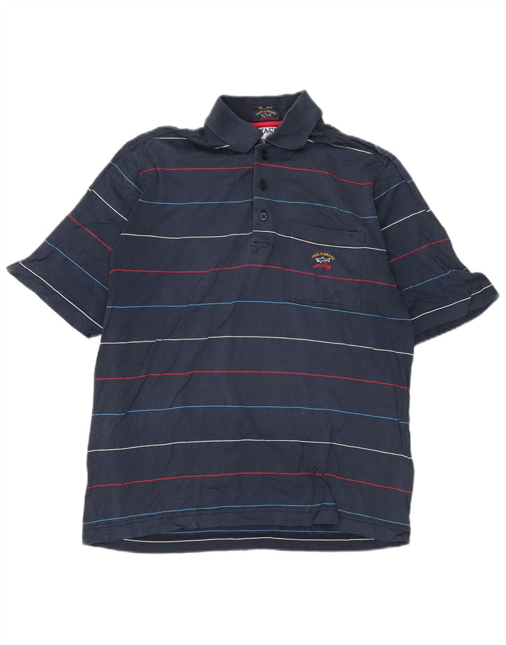 PAUL & SHARK Mens Polo Shirt Medium Navy Blue Striped