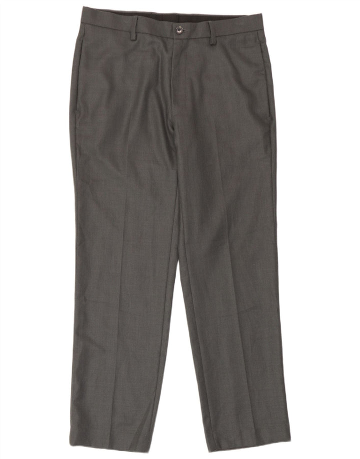 Marks & Spencer Mens Tailored Fit Chino Trousers W32 L29 Grey Polyester