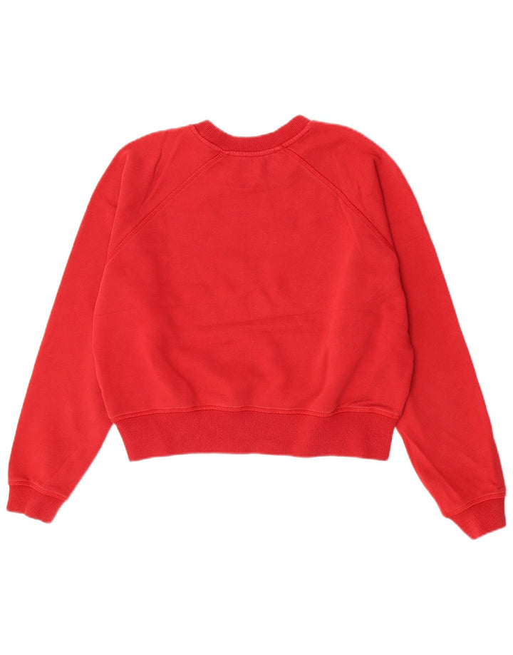Guess Womens Crop Graphic Sweatshirt Jumper UK 16 Large Red