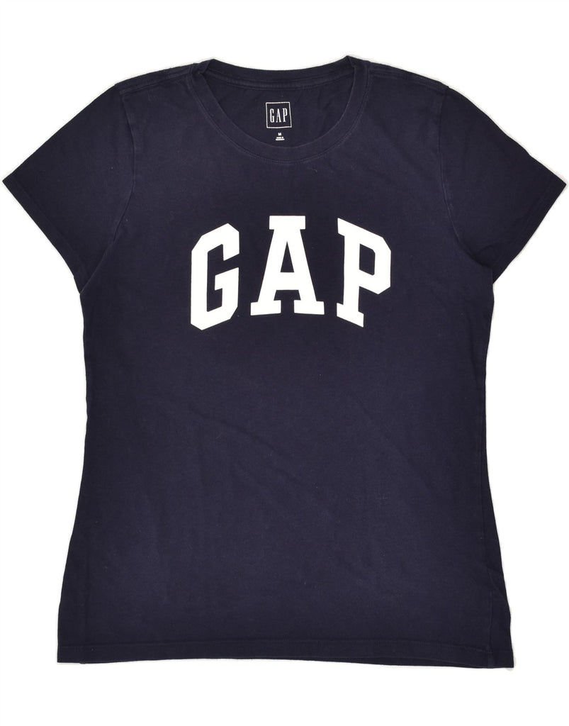 GAP Womens Graphic T-Shirt Top UK 12 Medium Navy Blue Cotton | Vintage Gap | Thrift | Second-Hand Gap | Used Clothing | Messina Hembry 