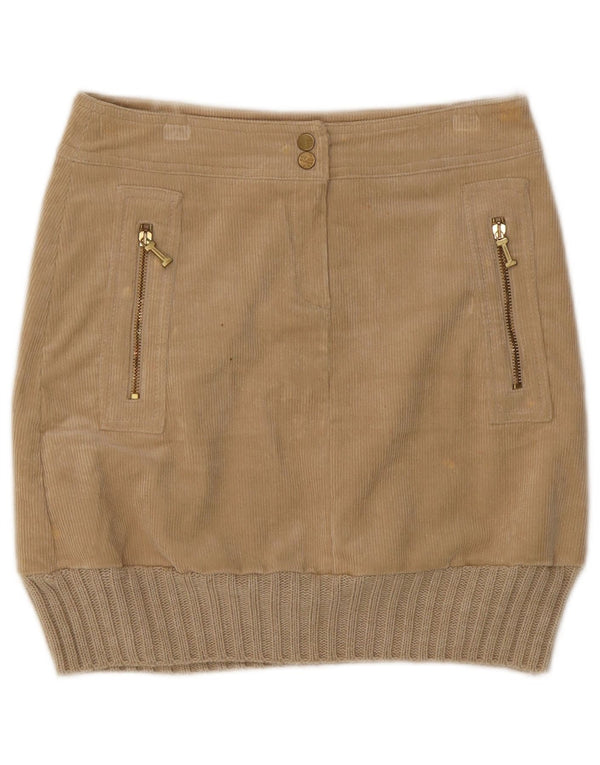 Iceberg Womens Mini Corduroy Skirt W28 Medium Beige Cotton