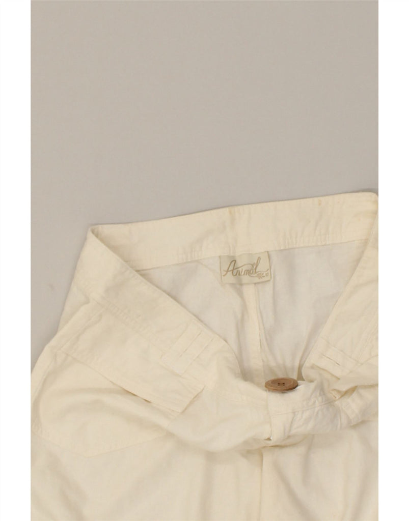 ANIMAL Womens Wide Leg Casual Shorts UK 12 Medium W34 L19  Off White Linen | Vintage Animal | Thrift | Second-Hand Animal | Used Clothing | Messina Hembry 
