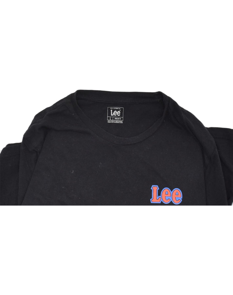 LEE Mens Regular Fit T-Shirt Top Large Black Cotton Classic | Vintage | Thrift | Second-Hand | Used Clothing | Messina Hembry 