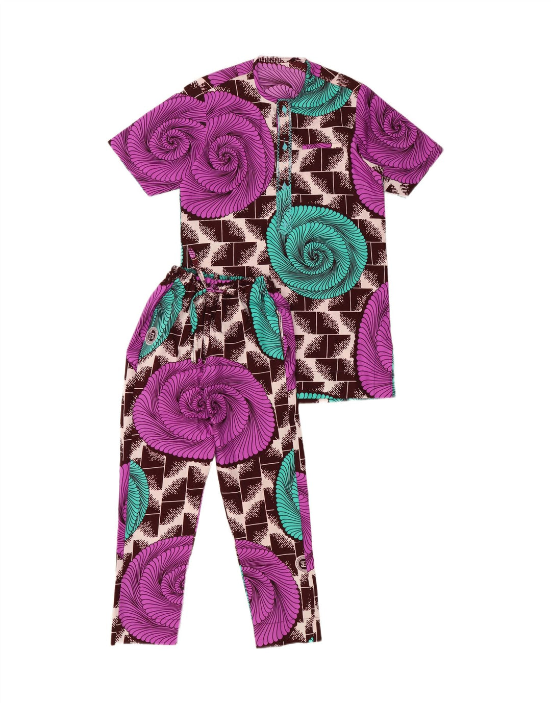 VINTAGE Girls 2 Piece Set 10-11 Years Multicoloured Geometric
