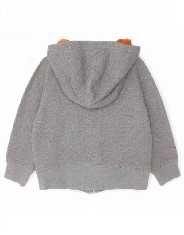 Nike Girls Graphic Zip Hoodie Sweater 4-5 Years Small Grey Cotton