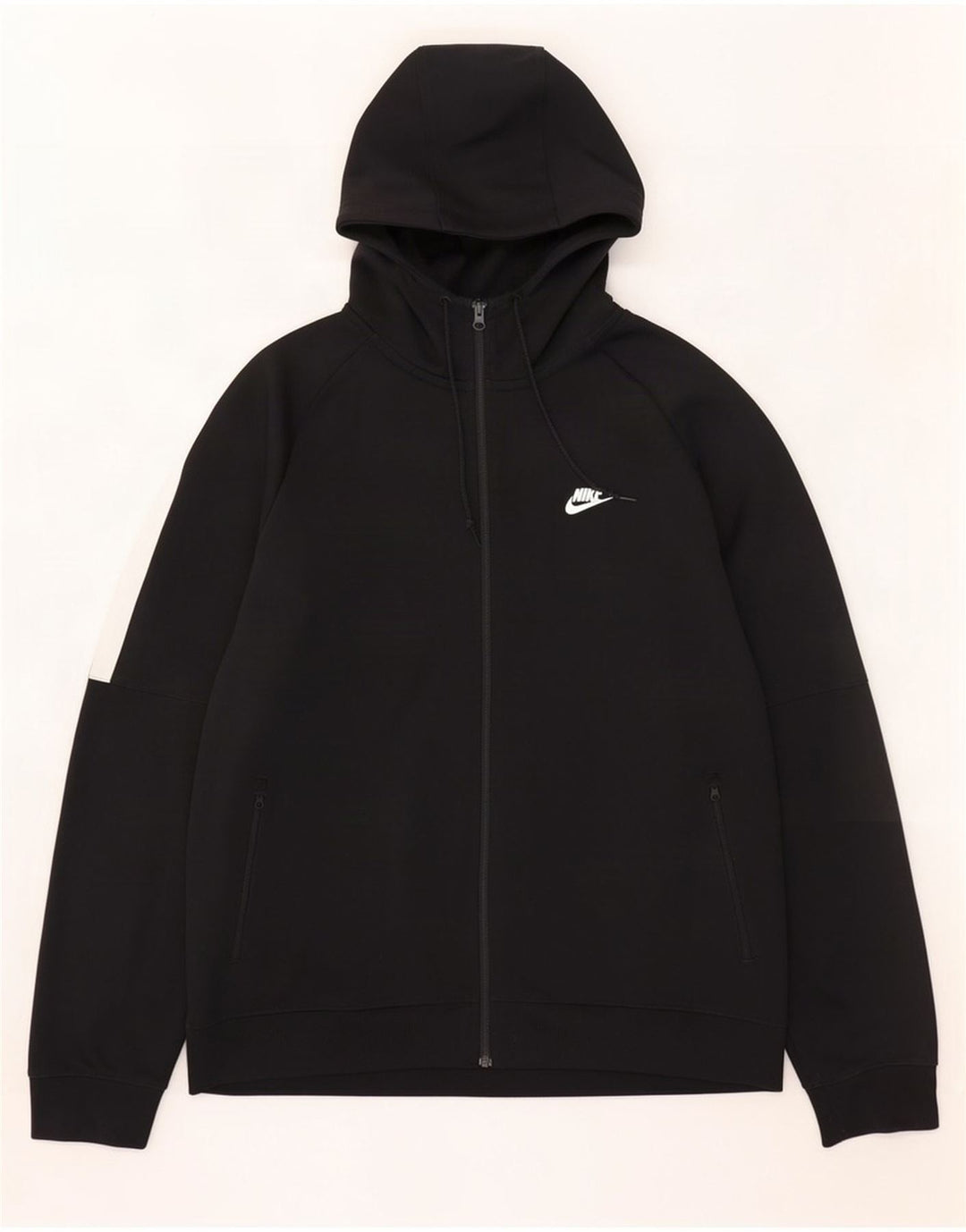 Nike Mens Zip Hoodie Sweater 2XL Black Colourblock Polyester