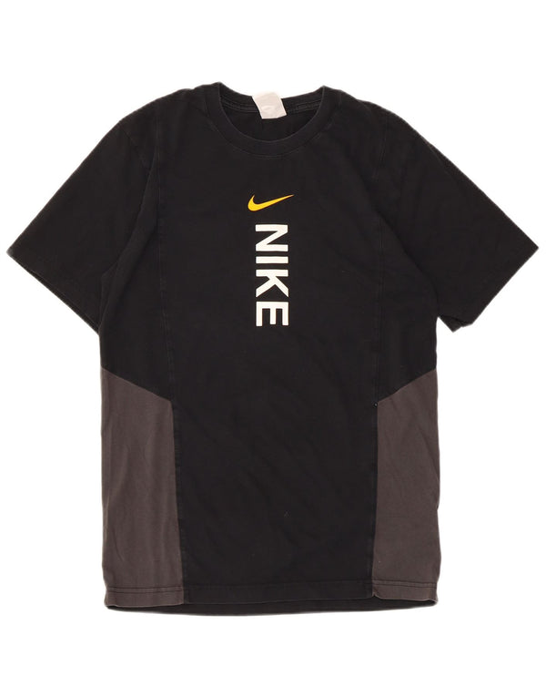 NIKE Mens Graphic T-Shirt Top Small Black Colourblock Cotton