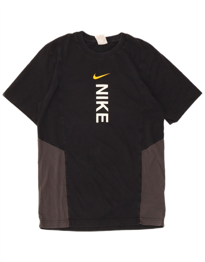 NIKE Mens Graphic T-Shirt Top Small Black Colourblock Cotton