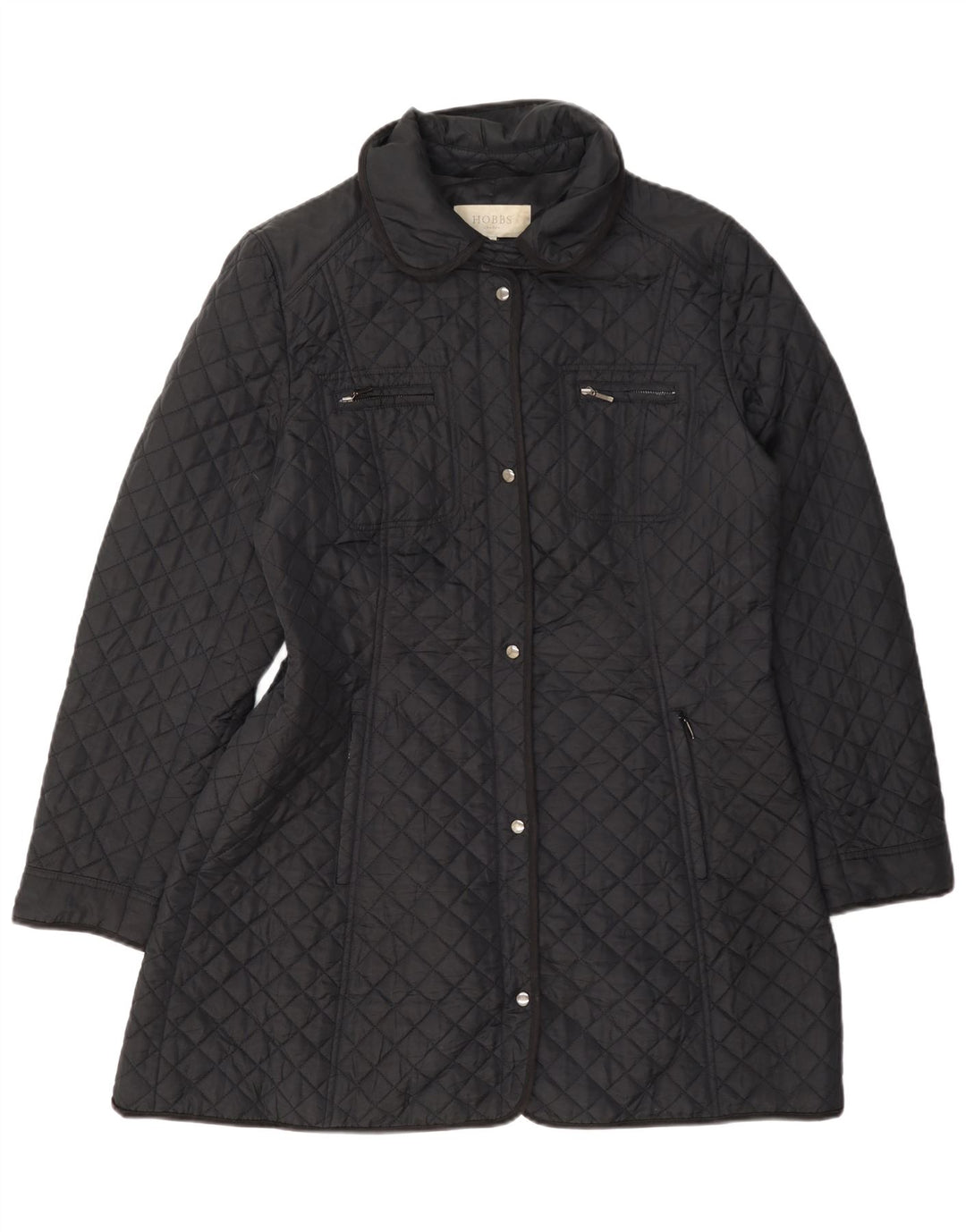 Hobbs Womens Quilted Overcoat UK 14 Medium Black Polyamide