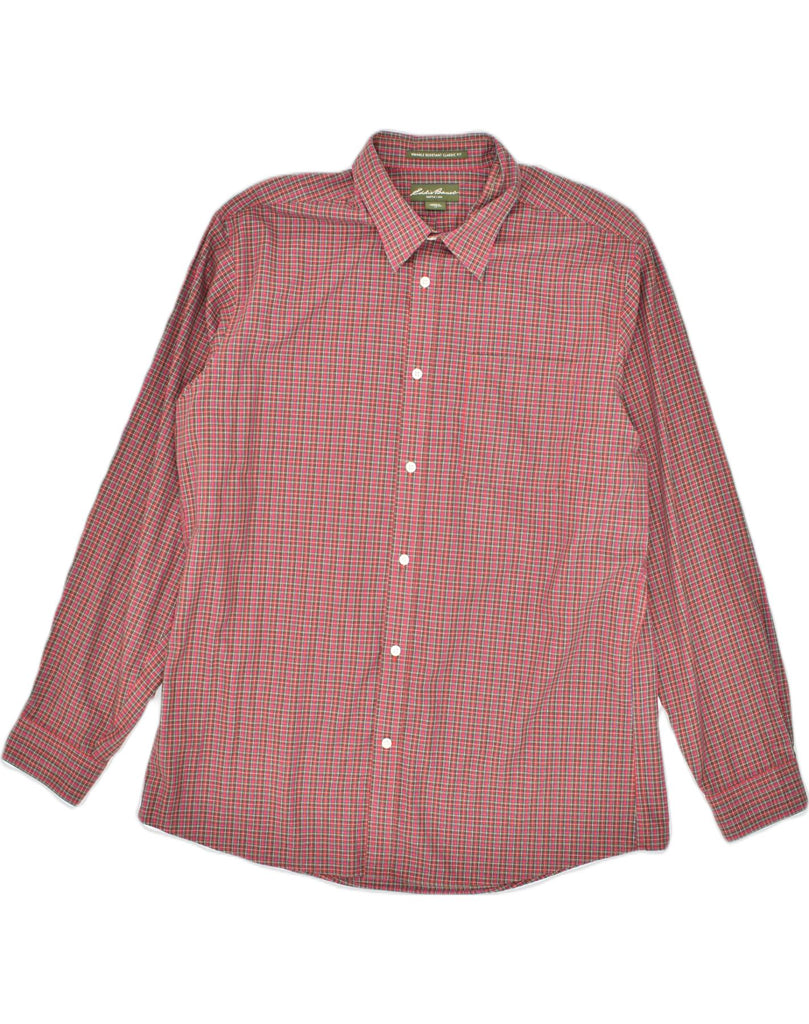 EDDIE BAUER Mens Wrinkle Resistant Classic Fit Shirt XL Red Check Cotton | Vintage Eddie Bauer | Thrift | Second-Hand Eddie Bauer | Used Clothing | Messina Hembry 