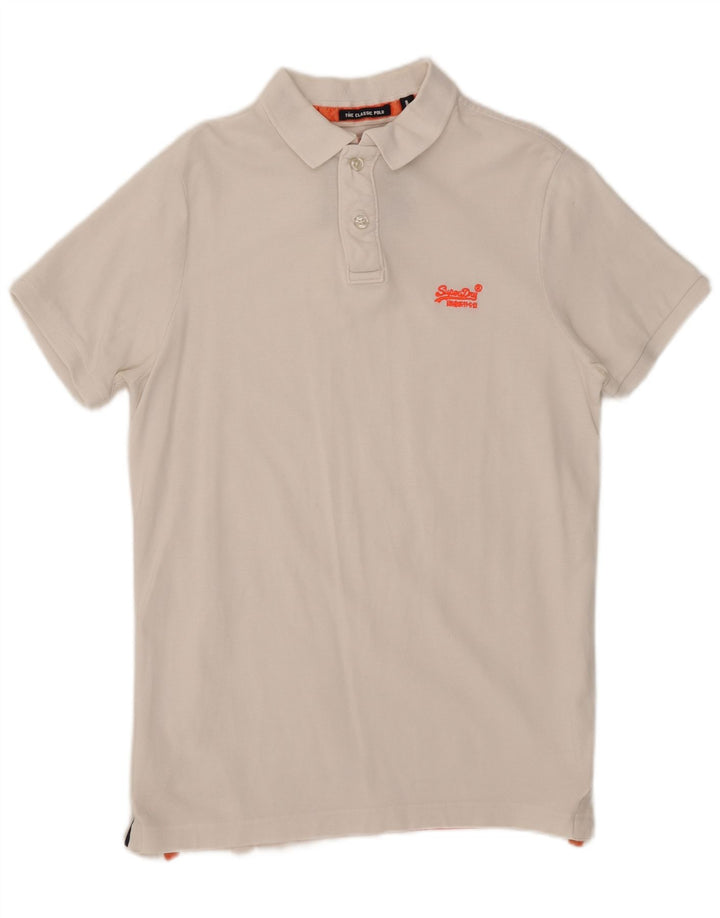 Superdry Mens Polo Shirt Large White Cotton