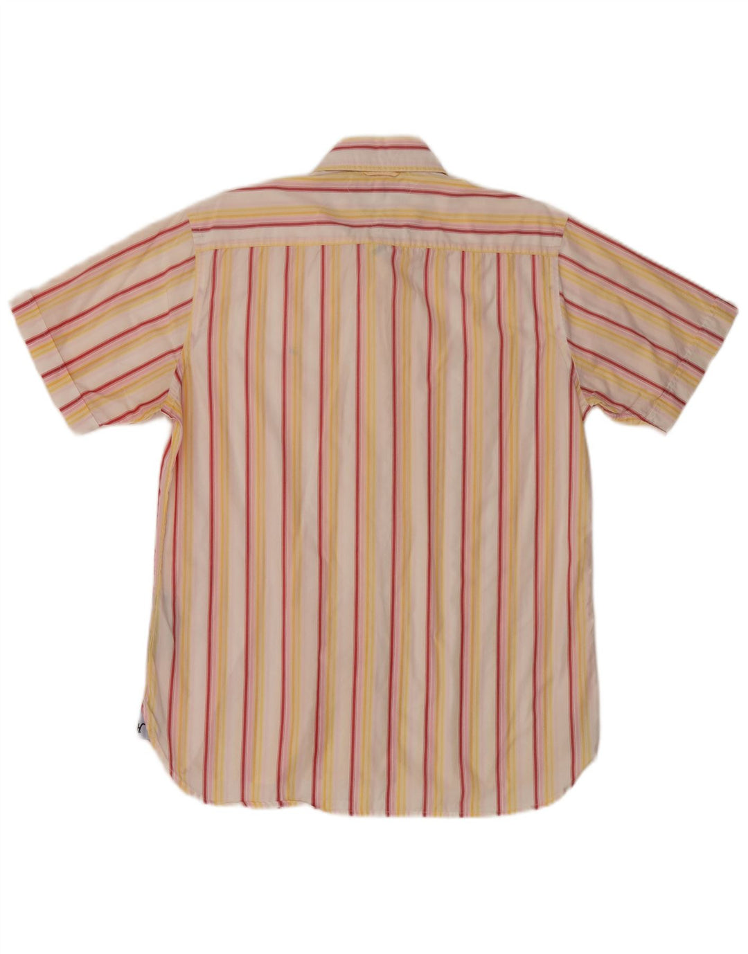 Tommy Hilfiger Mens Short Sleeve Shirt Medium Yellow Striped Cotton