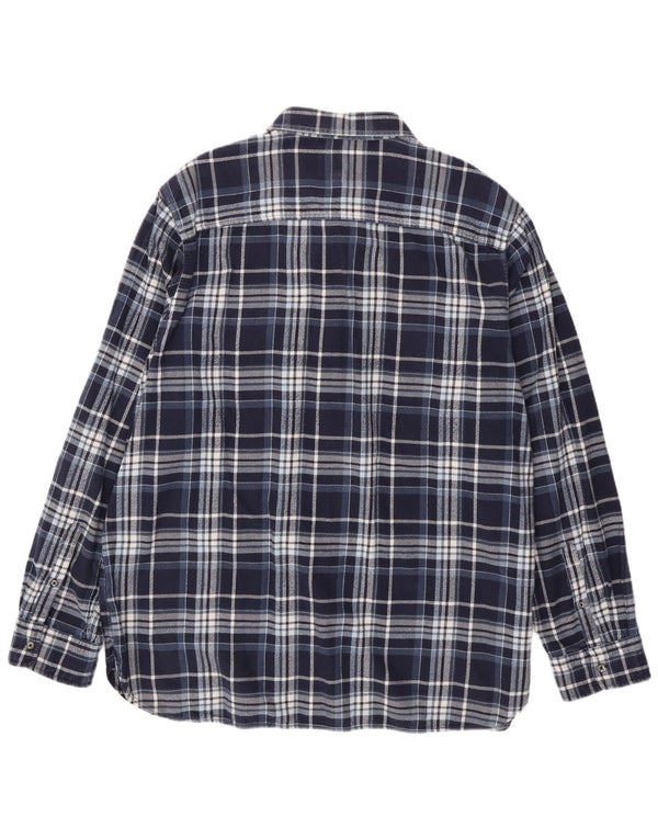 TIMBERLAND Mens Regular Fit Flannel Shirt 3XL Navy Blue Check Cotton