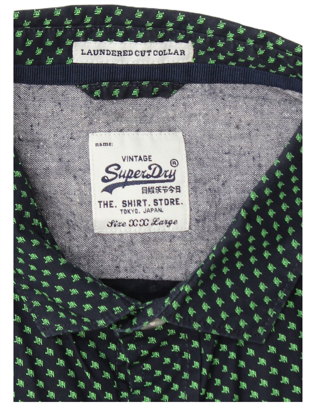 SUPERDRY Mens Graphic Shirt 2XL Navy Blue Spotted