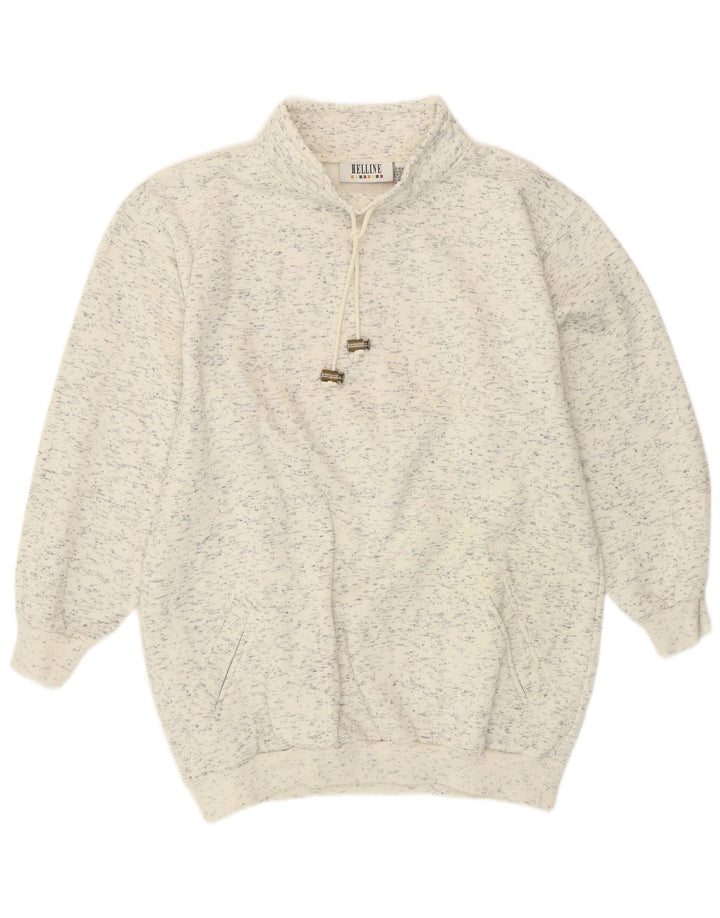 HELLINE Womens Sweatshirt Jumper UK 16/18 XL White Flecked Cotton