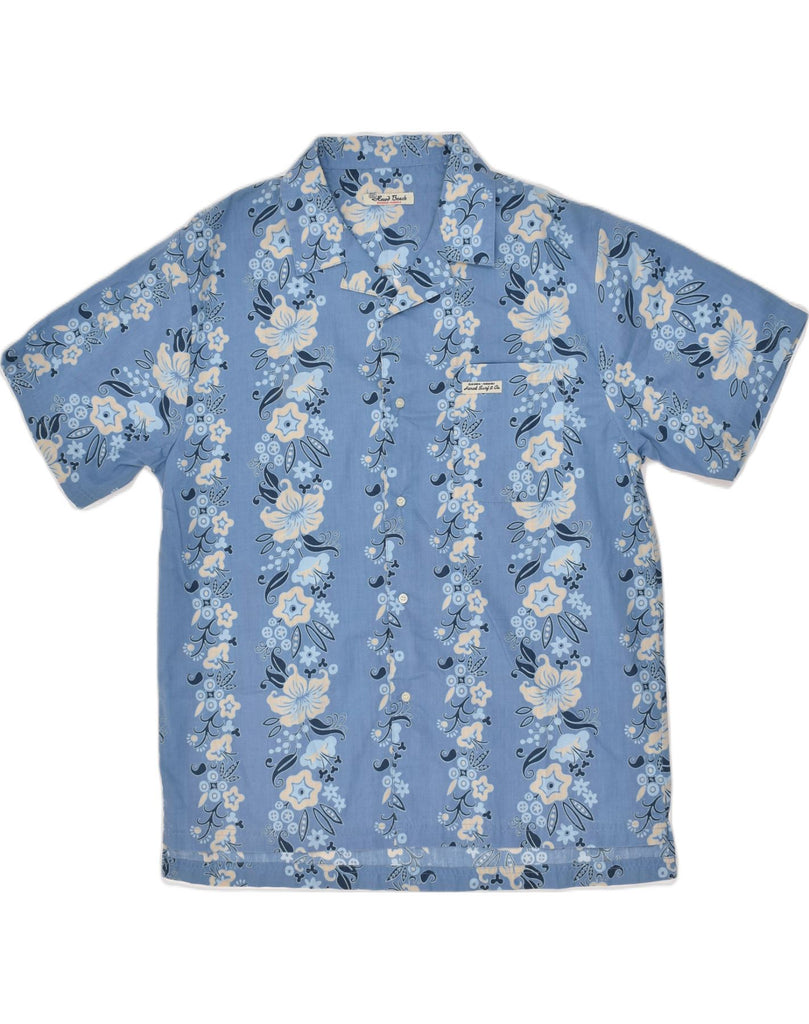 HEROD BEACH Mens Short Sleeve Shirt 2XL Blue Floral Polyester Hawaiian | Vintage Herod Beach | Thrift | Second-Hand Herod Beach | Used Clothing | Messina Hembry 