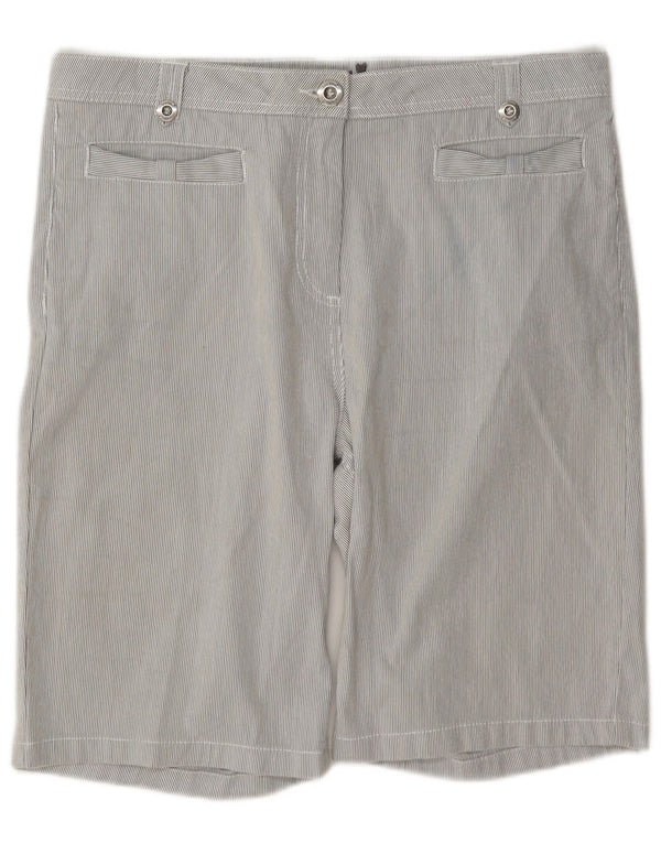 Marks & Spencer Womens Bermuda Shorts UK 14 Large W34 Grey Striped Cotton