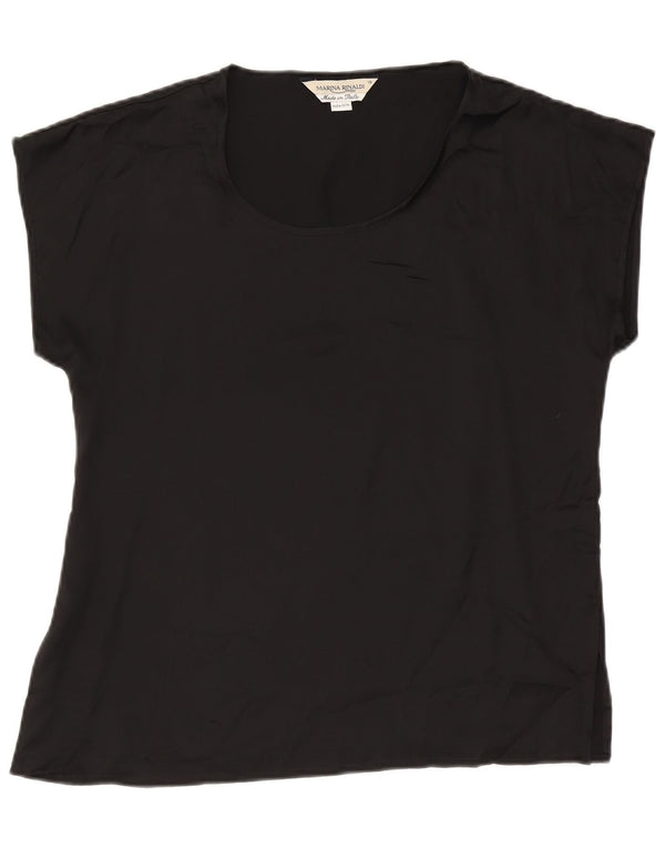 Marina Rinaldi Womens Oversized Blouse Top Size 19 Small Black Silk