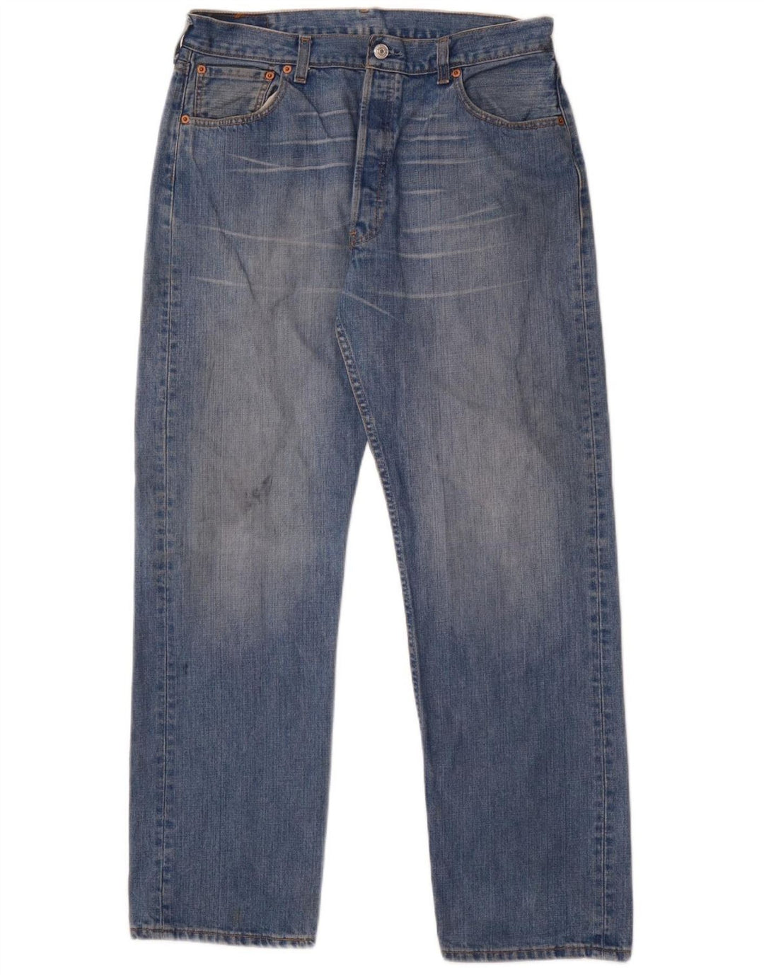 LEVI'S Mens 501 Straight Jeans W36 L32 Blue Cotton