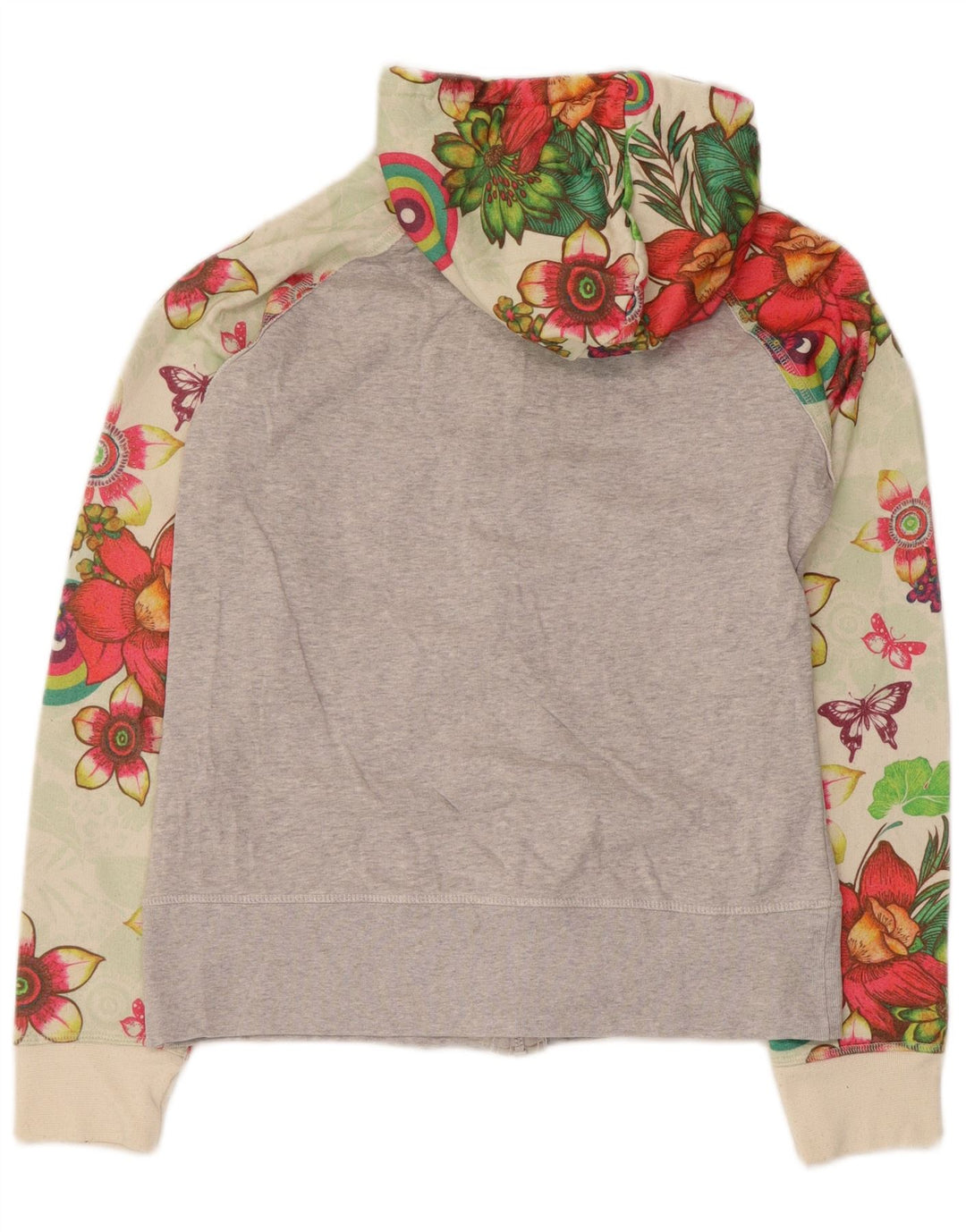 Desigual Womens Zip Hoodie Sweater UK 12 Medium Multicoloured Floral