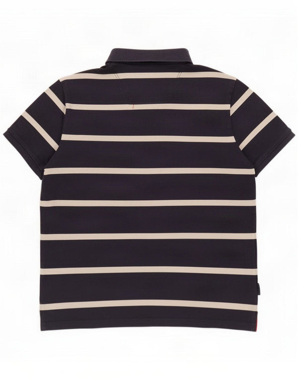 Joules Mens Polo Shirt Medium Navy Blue Striped Cotton