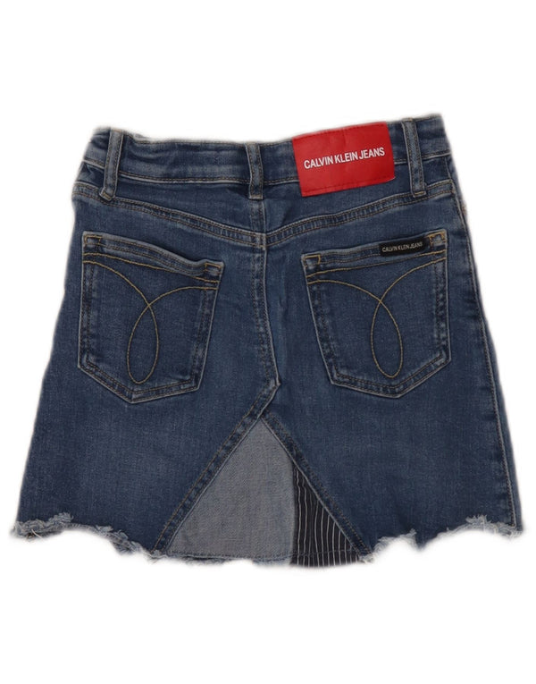 Calvin Klein Girls Mini Denim Skirt 9-10 Years W22 Blue Cotton
