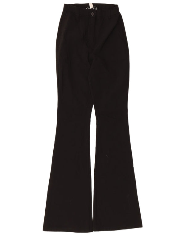 Topshop Womens Flare Casual Trousers UK 8 Small W24 L31 Black Viscose