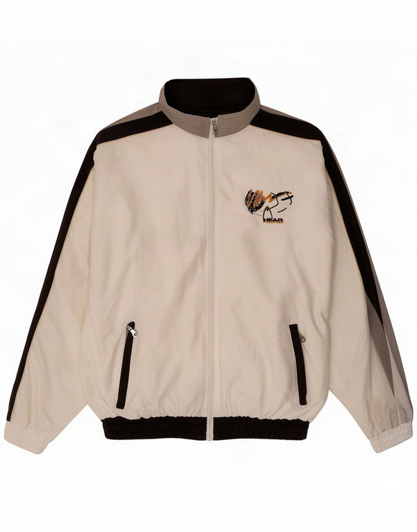 HEAD Mens Graphic Tracksuit Top Jacket Large White Colourblock Polyester