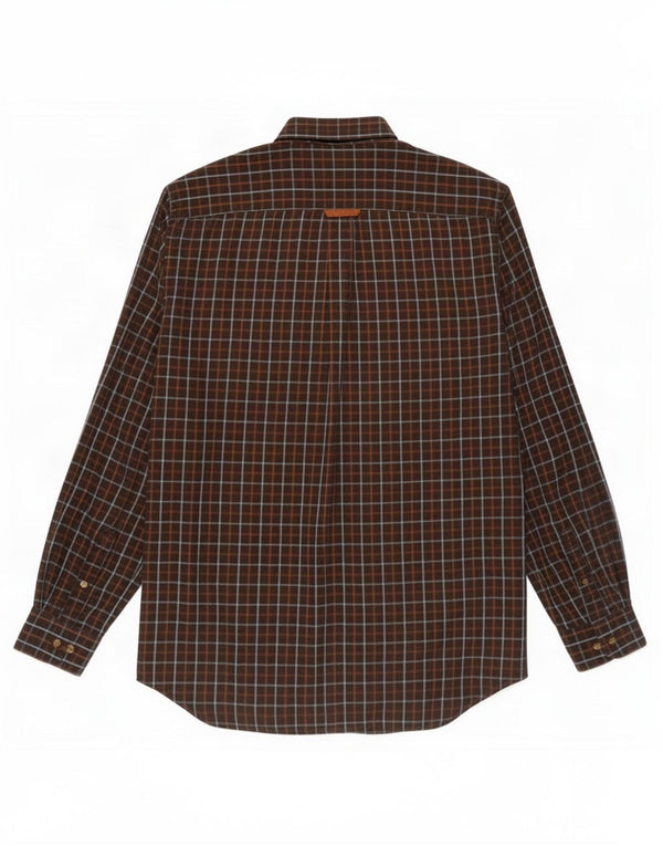 Barbour Mens Flannel Shirt Large Brown Check Cotton