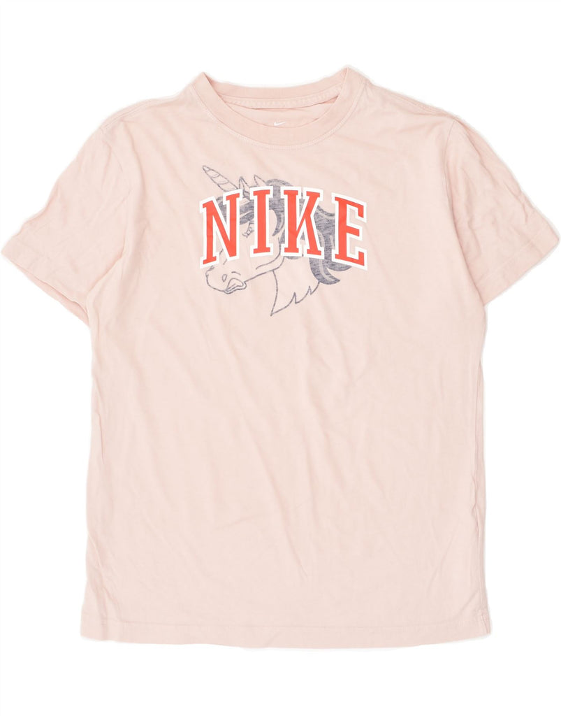NIKE Girls Graphic T-Shirt Top 12-13 Years Large Pink Cotton | Vintage Nike | Thrift | Second-Hand Nike | Used Clothing | Messina Hembry 