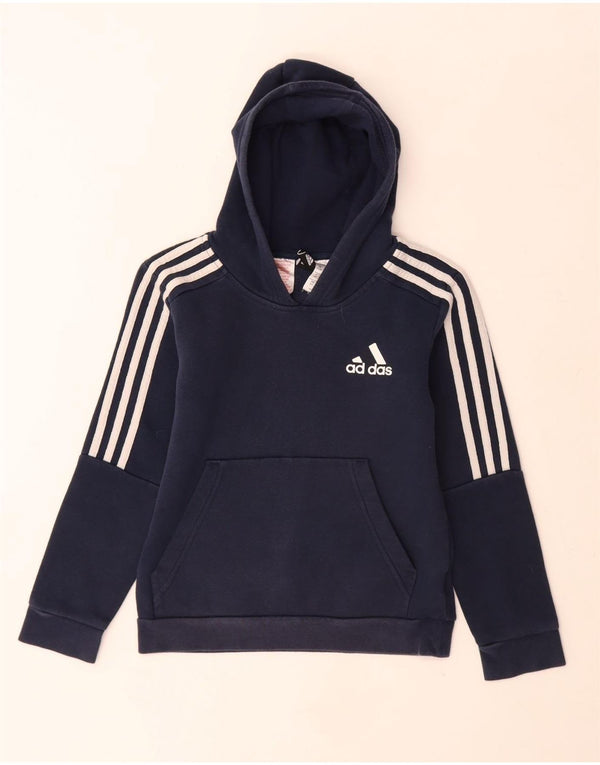 Adidas Boys Hoodie Jumper 9-10 Years Navy Blue Cotton