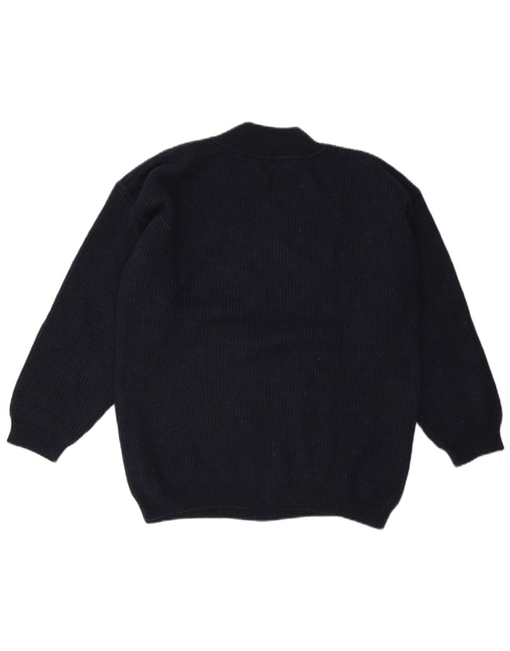 STEFANEL Mens Turtle Neck Jumper Sweater Small Navy Blue Wool