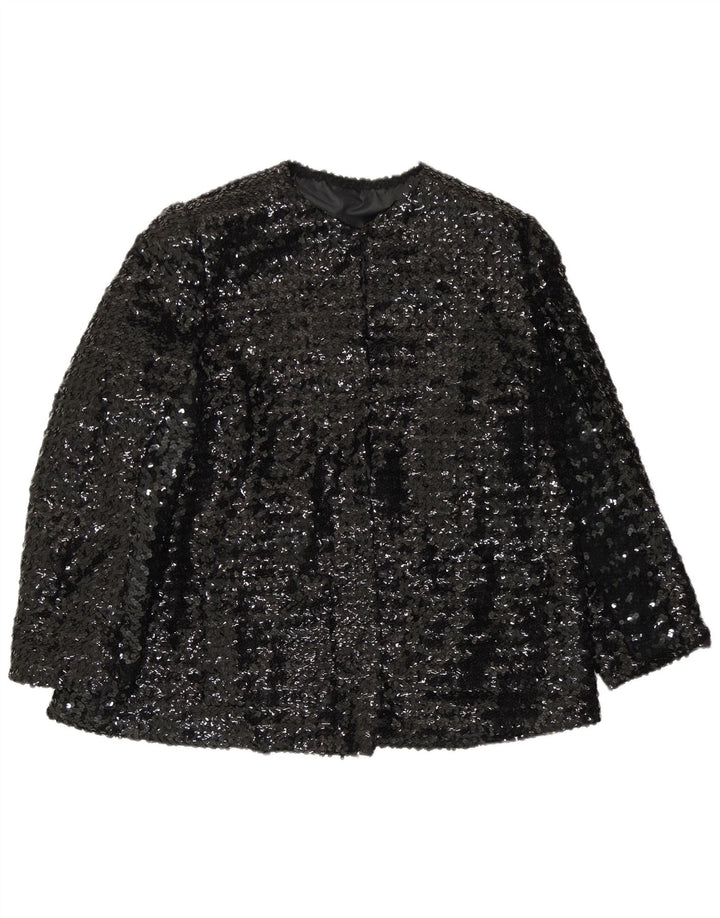 Vintage Womens Sequin Blazer Jacket UK 14 Large Black