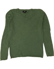 MOSSIMO Womens V-Neck Jumper Sweater UK 16 Large Green Nylon