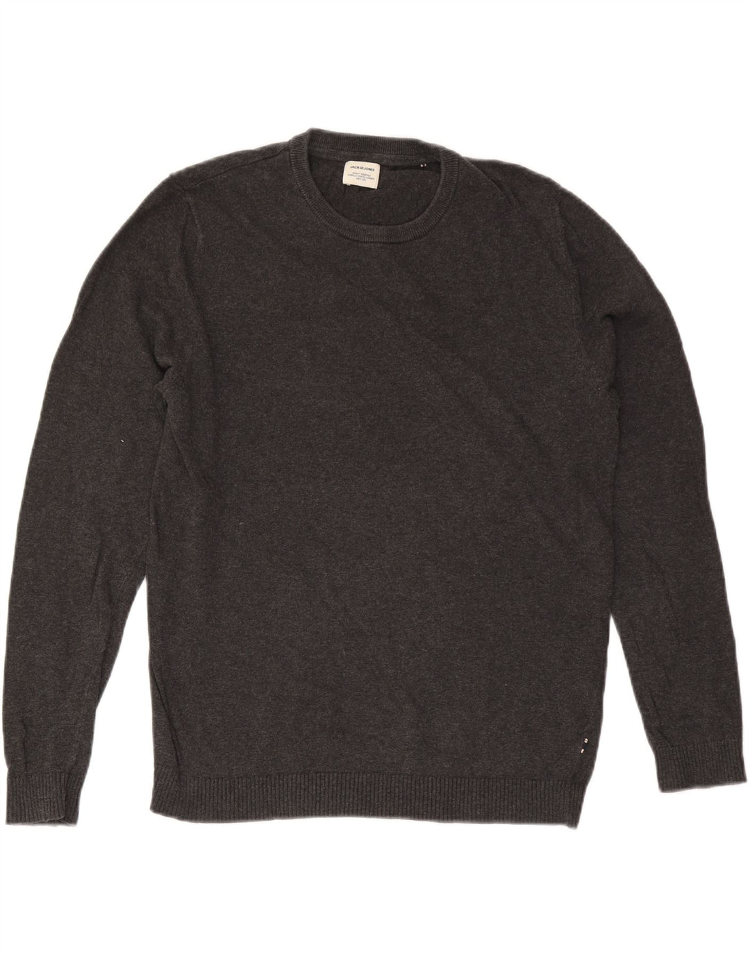 Jack & Jones Mens Crew Neck Jumper Sweater Medium Grey Cotton