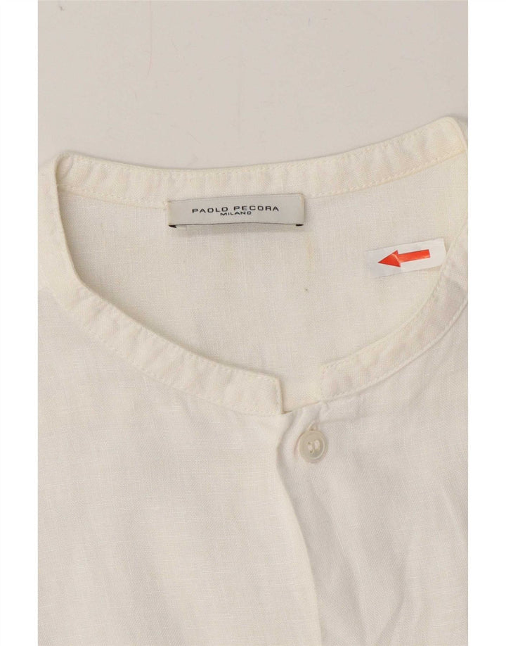 Paolo Pecora Mens Shirt Size 40 Medium White Linen