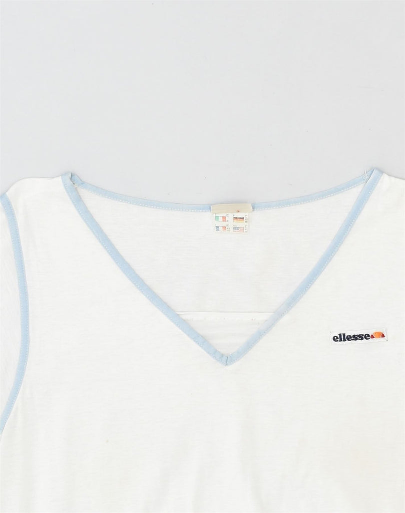 ELLESSE Womens T-Shirt Top IT 42 Medium White Cotton | Vintage Ellesse | Thrift | Second-Hand Ellesse | Used Clothing | Messina Hembry 