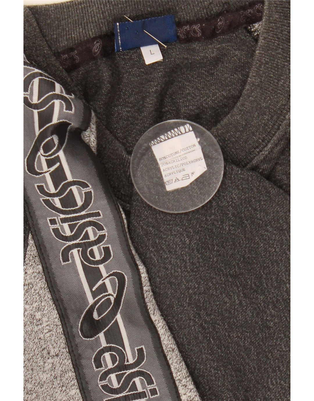 Asics Mens Graphic T-Shirt Top Large Grey Flecked Cotton